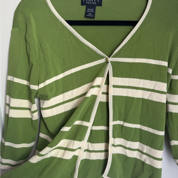 Finity Green and Cream Striped cardigan - Picture 2 of 5